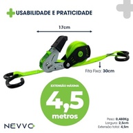 Cinta de Carga Catraca Semiautomática Retrátil NEVVO 4.5m - Segurança e Praticidade para Sua Carga! - imagem 4