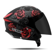 Capacete Aberto New Liberty 3 Flowers Vermelho Fosco - Estilo e Segurança para Você! - imagem 3