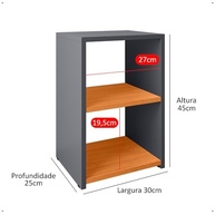Mesa de Cabeceira com Nicho Basic New Bide – Estilo Retrô em Cinza Nature - imagem 4