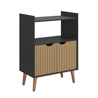 Aparador Buffet Retrô Grécia 2 Portas com Prateleiras e Nicho - Design Canelado Preto - imagem 5