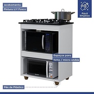Balcão para Cooktop 5 Bocas com 2 Nichos para Forno Turim - Kaiki Móveis - imagem 3