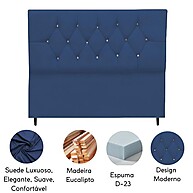 Cabeceira Estofada 140cm: Suede Azul Marinho Nina - imagem 2