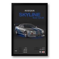 Quadro Nissan Skyline R34 GT-R 40x60cm - Impressão Premium com Moldura Ecológica - imagem 1