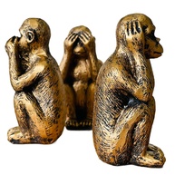 Conjunto de 3 Estátuas dos Macacos Sábios - Hear No Evil, See No Evil, Speak No Evil | Decoração Resina para Casa e Escritório - imagem 1
