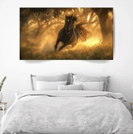 Quadro Tela Decorativo Cavalo no Pôr do Sol 60x40cm | Arte Exclusiva em Canvas com Moldura de Madeira Maciça - imagem 4