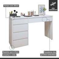 Penteadeira 5 Gavetas Giulia Yescasa Branco – Modernidade e Organização no Quarto - imagem 4