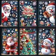 Adesivos 4D Natalinos para Decoração de Janela - Floco de Neve, Boneco de Neve e Papai Noel - imagem 3