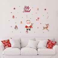 Adesivo de Parede Natalino com Papai Noel, Pinguim e Renas - Kit Completo para Decoração Festiva - imagem 3