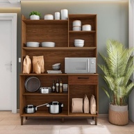 Armário de Cozinha Genova Nogueira/Off White - Design Moderno e Funcionalidade - imagem 5