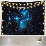 Tapeçaria Noite Estrelada com Galáxia e Via Láctea - 203x152cm | Decoração Espacial para Quarto e Sala - imagem 3