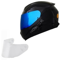 Kit Capacete Moto Masculino Norisk Razor Preto c/ Viseira Azul - Segurança e Estilo - imagem 2