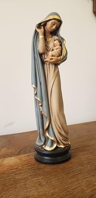 Imagem Nossa Senhora Colo de Mãe em Gesso Premium 32x11cm - Artesanal com Pintura a Óleo - imagem 4