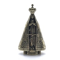 Adorno Nossa Senhora Aparecida em Metal Dourado 9cm - Decoração Sagrada com Detalhes Finais - imagem 2