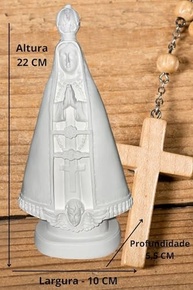 Imagem de Nossa Senhora Aparecida em Gesso Branco - 22cm - Decoração Católica Personalizável - imagem 4