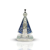 Miniatura Imagem Nossa Senhora Aparecida para Painel de Carro - Autocolante em Metal Prata 5cm - imagem 2