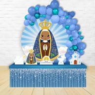 Kit Decoração Painel Redondo Infantil Nossa Senhora da Aparecida - 1,50m Microfibra Premium - imagem 2