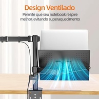 BAZIK Suporte Articulado para Monitor e Notebook – Braço Ajustável com Bandeja para Notebook até 17", Monitores de 13'' a 32'', Suporte para Monitor Duplo com Ergonômico com Organização de Cabos - imagem 5