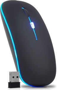 Mouse Sem Fio Óptico 3200dpi Usb Wireless 2.4ghz Recarregável Pc Notebook Computador Tv Smart (Preto) - imagem 1
