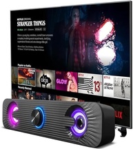 Caixa De Som Pc Computador Notebook Gamer Potente Subwoofer USB P2 Led RGB Soundbar Caixinha - imagem 1