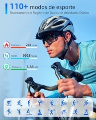 Smartwatch Hrich: Chamadas Bluetooth, +100 Modos Esportivos e Notificações Inteligentes (Preto) - imagem 4