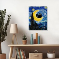Arte de Parede emoldurada Gato Noturno Estrelado - Decoração Moderna para Amantes de Gatos - imagem 4