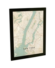 Quadro Decorativo A2 Mapa Nova York - Moldura Pronta para Pendurar | Poster Moderno com Grampos Flexíveis - imagem 1
