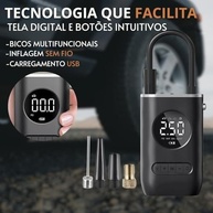 Mini Bomba de Ar Portátil Novavida: Inflagem Rápida e Digital com Calibrador USB - imagem 4