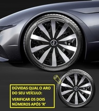 Kit 4 Calotas Esportivas Aro 14 Seven Preto/Prata - Fiat Novo Uno, Argo, Cronos e Mais - imagem 5