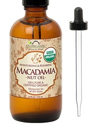 US Organic Óleo de noz de macadâmia virgem não refinado, orgânico certificado, puro e natural, prensado a frio, proveniente do Quênia, em frasco de vidro âmbar com conta-gotas de vidro para fácil - imagem 2