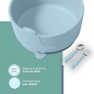 Combo Tigela e Talher Silicone Azul HOMELIFE NT-27 - Seguro, Livre de BPA, Ideal para Bebês - imagem 5