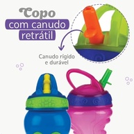 Copo com Canudo Retrátil Nûby Azul - 300ml à Prova de Vazamento - imagem 4