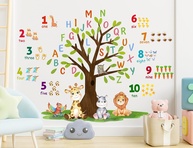 Adesivos de Parede Animais da Floresta com Números e Alfabeto - Decoração Educativa Infantil Removível - imagem 1