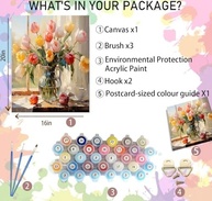 Kit de Pintura por Números Arttoplus - Flores 40x50cm | Atividade Relaxante para Adultos - imagem 3