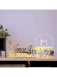 Frase Decorativa Dourada 'Nunca Foi Sorte, Sempre Foi Deus' - Enfeite de Mesa com Acrílico Espelhado - imagem 5