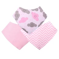 Babador Bandana para Bebê Kit com 3 Unidades - Estilo Nuvem Rosa para Meninas - imagem 2