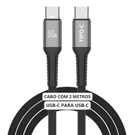 Cabo USB-C 2m Turbo 60W Ultra Rápido: Nylon Trançado, Reforçado para Android, iPhone, Notebook e Tablet - Preto Premium - imagem 2