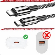 Cabo iPhone Turbo 30W Ultra Rápido 2m Nylon Trançado Tipo C AGold Premium - imagem 4