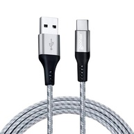 Geonav Cabo USB-C (tipo C) para USB, carregamento rápido, nylon trançado, 1,5MT, UCC06, Cinza/Branco - imagem 1