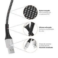 Cabo Geonav Micro USB Nylon Trançado 1.2m - Resistente e Rápido (ESMIBK Preto) - imagem 5