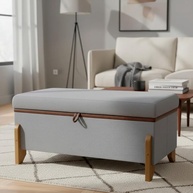 Puff Recamier Baú Cinza 100cm - Conforto e Estilo para o Quarto com Design Moderno - imagem 1