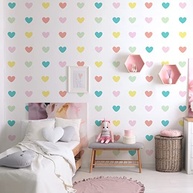 Adesivo de Parede Infantil Coração Colorido Tons Pastéis - Decore o Quarto com Estilo e Facilidade (55un) - imagem 3