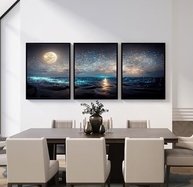 Kit 3 Quadros com Moldura - Paisagens Oceânicas e Céus Estrelados 40x60cm - imagem 3