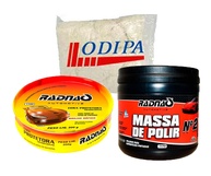 Kit Polimento Automotivo RADNAQ: Massa N°2 500g + Cera Protetora 200g + Estopa Odipa - imagem 1