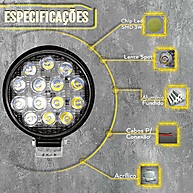 Farol LED Redondo 14 LEDs – Potência e Durabilidade para Off-Road - imagem 2