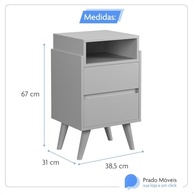 Mesa de Cabeceira Verona com 2 Gavetas - Design Elegante em Off White e Freijó - imagem 3