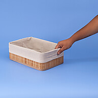 Cesto Retangular de Bambu com Forro 29cm – Oikos - imagem 2