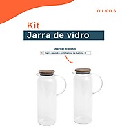 Kit 2 Jarras Vidro + Tampa Bambu 2L - Oikos - imagem 2
