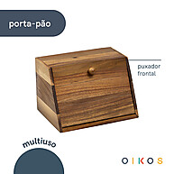 Porta Pão de Madeira Acácia com Tampa - Oikos - imagem 2