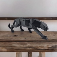 Escultura Decorativa Onça Geométrica Moderna em Preto - Estatueta 25 cm x 8,5 cm - imagem 5