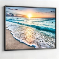 Quadro Decorativo com Moldura - Paisagem de Ondas e Pôr do Sol para Sala e Quarto - imagem 4
